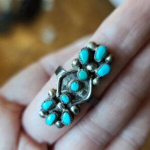 Vintage Native American Turquoise Sterling Silver Turquoise Ring Sz 7.25